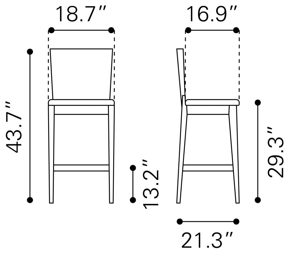 Ambrose Bar Chair, Set of 2 Walnut & Gray
