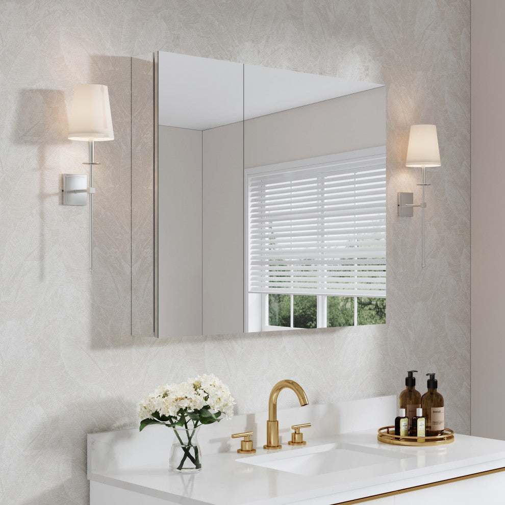 Recessed/Surface Mount Bathroom Medicine Cabinet, Reverse Installation, 36"x30"