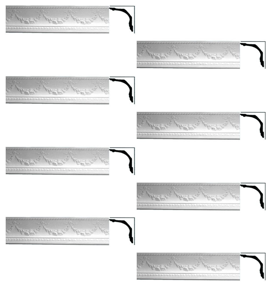Ornate Cornice White Urethane Floral Bunting Design 8 Pieces Totaling 606" Long