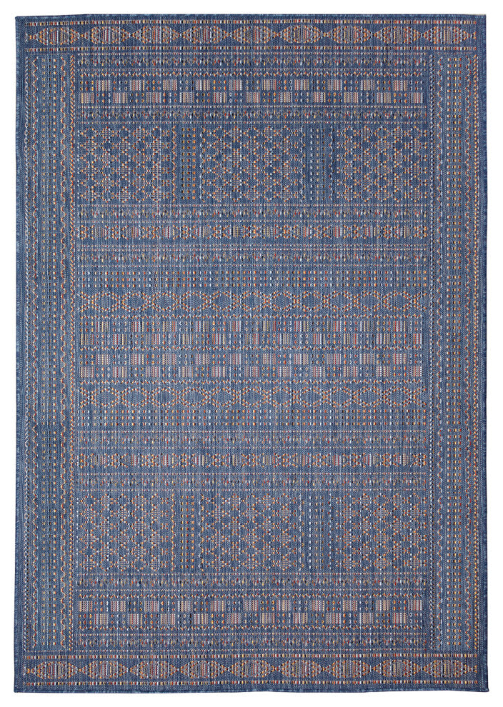 Avena Panel Stripe Indoor/Outdoor Rug, Denim, 1'11"x7'6"