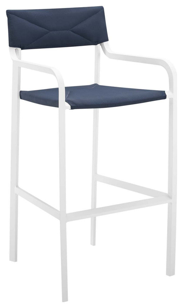 Raleigh Stackable Outdoor Patio Aluminum Bar Stool White Navy