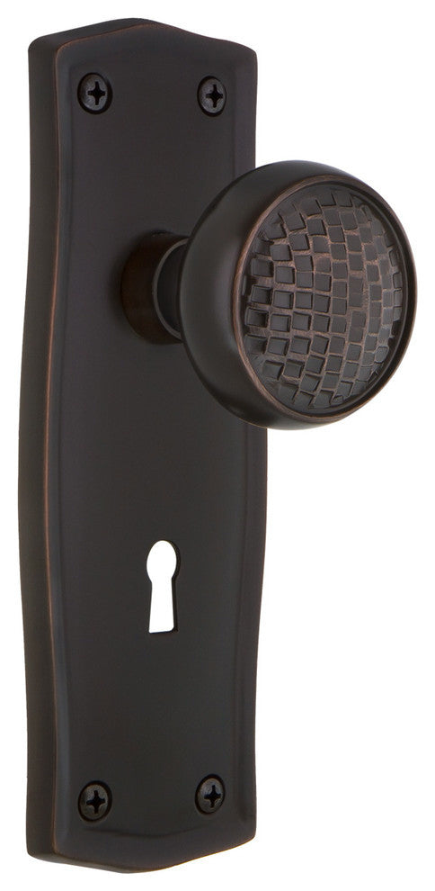 Prairie Plate Interior Mortise Craftsman Door Knob, Timeless Bronze