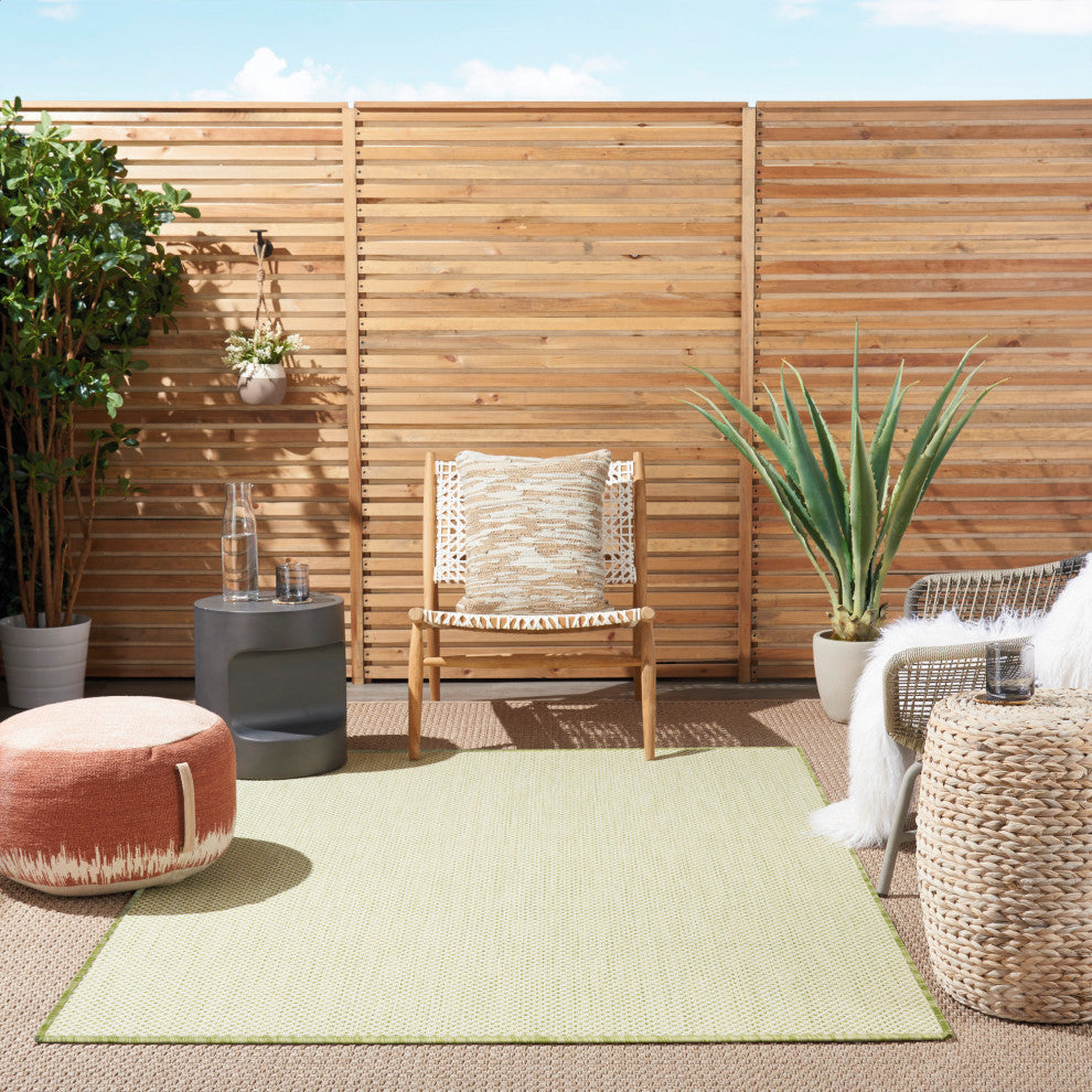 Nourison Courtyard 6' x 9' Ivory Green Modern Area Rug