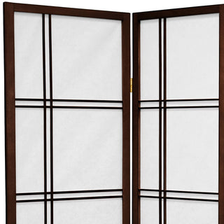 Lightweight Room Screen with Rice Paper Panels and Decorative Lattice Pattern, Walnut/4 Panels