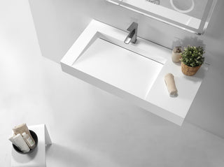 ADM Rectangular Wall Mounted Sink, White, 39", Glossy 23" Left