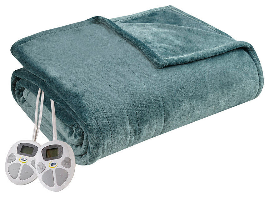 Serta Plush Heated Blanket, Teal