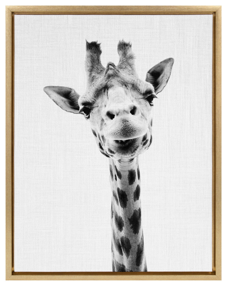 Sylvie Giraffe Portrait Framed Canvas by Simon Te Tai, Gold 18x24
