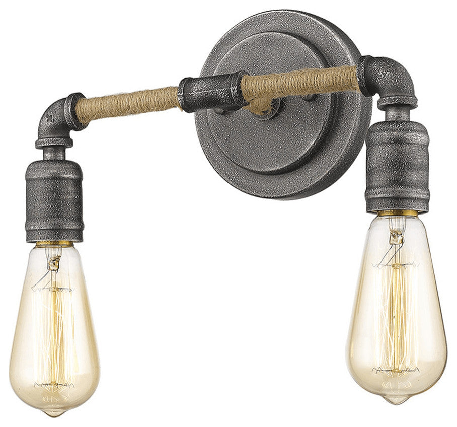Two Light Industrial Textured Gray Wall Light