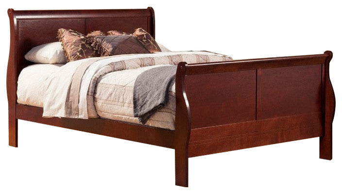 Eastern King Size Rubberwood Sleigh Bed In Brown