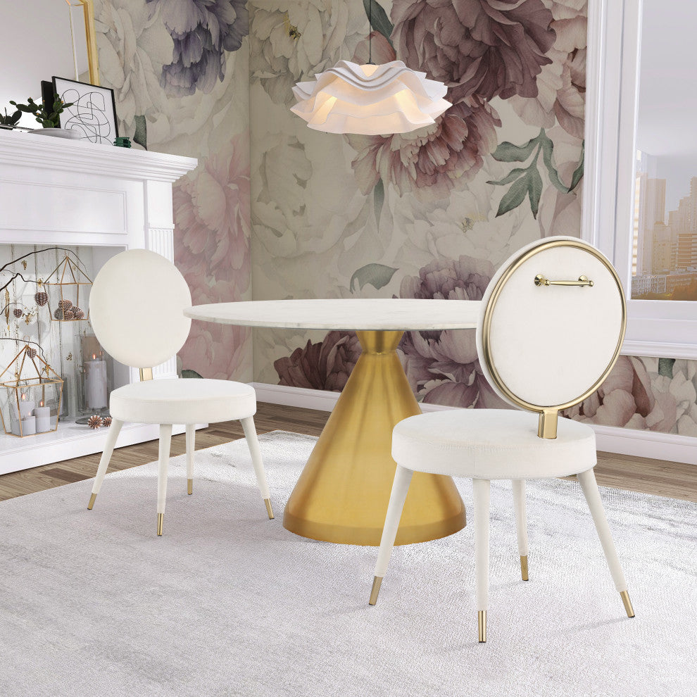 Brandy Velvet Upholstered Dining Chair, Set of 2, Cream