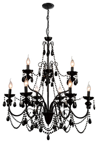 Keen 9 Light Up Chandelier With Black Finish