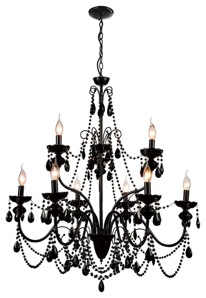 Keen 9 Light Up Chandelier With Black Finish