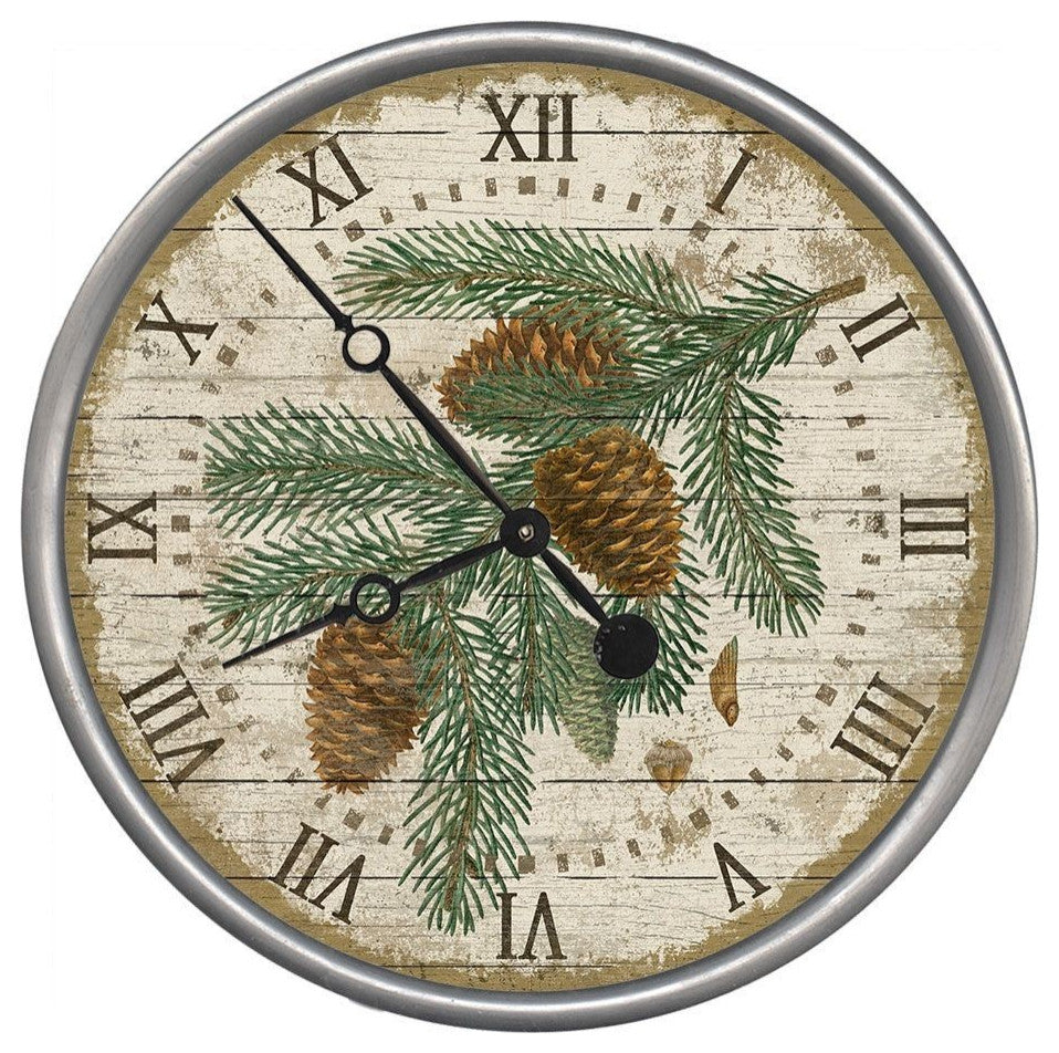 18" Vintage Douglas Fir Pine Sprig Wall Clock