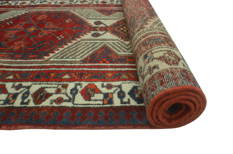 Fine Vintage Distressed Hamide Red/Ivory Runner, 3'3x10'10