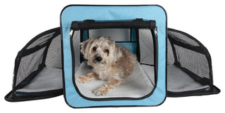 Dual-Expandable Wire Folding Lightweight Collapsible Pet Crate, Blue, X-Small