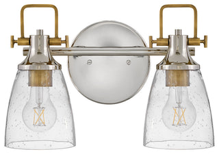 Hinkley Easton 14.5" Two Light Bath Vanity, Polished Nickel + Heritage Brass