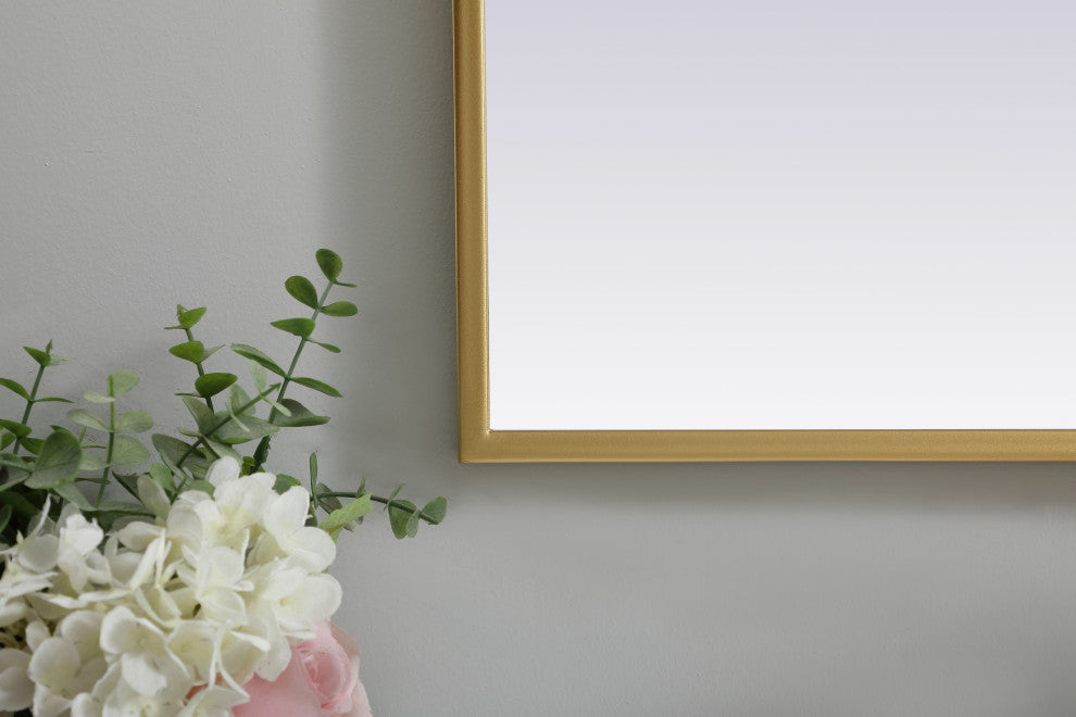 Metal Frame Arch Mirror 27X30 Inch, Brass