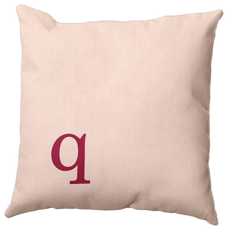 18"x18" Modern Monogram Decorative Throw Pillow, Cranberry