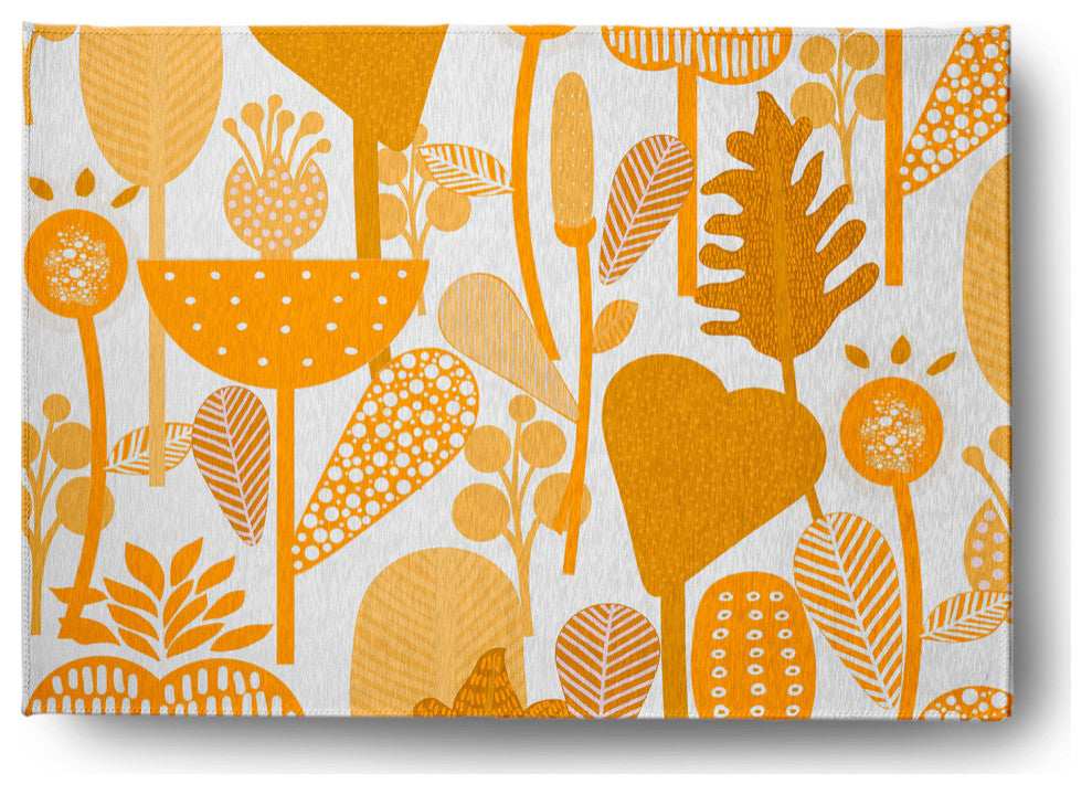 Flower Forest Spring Chenille Rug, Mango, 5'x7'