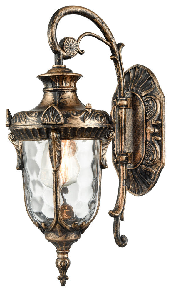 Bronze Outdoor Light Fixture Hammered Glass Wall Lantern Light
