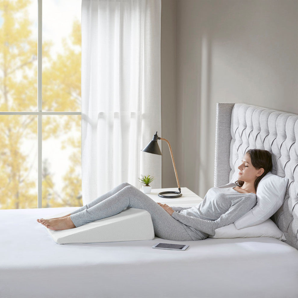 Sleep Philosophy Memory Foam Wedge Pillow, White