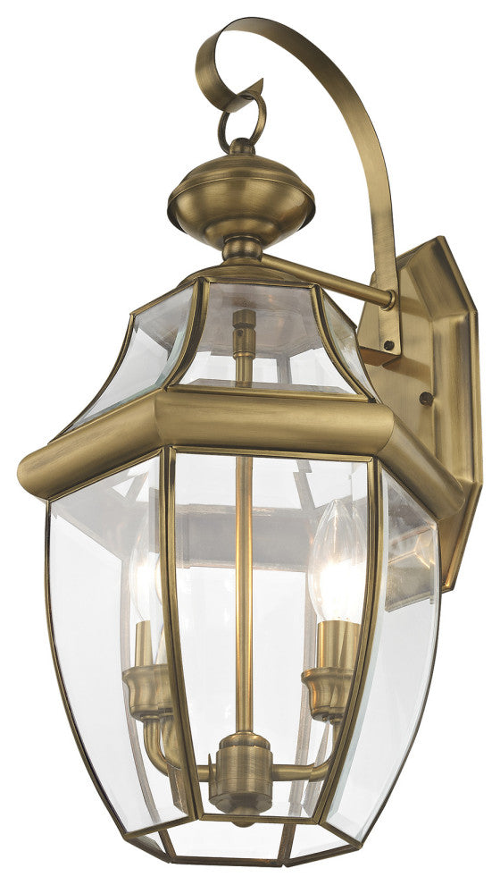 Livex Lighting Monterey 2 Light Antique Brass Medium Outdoor Wall Lantern