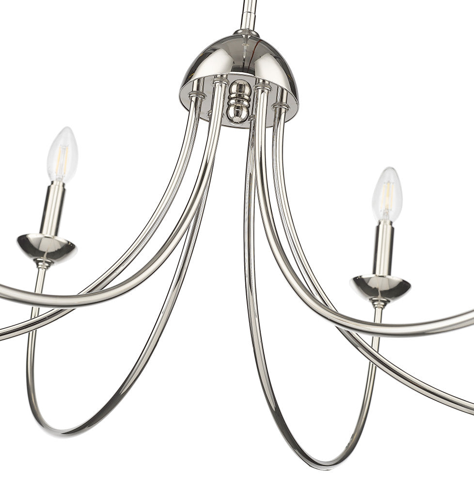 6 Light 29 in. Polished Nickel Chandelier
