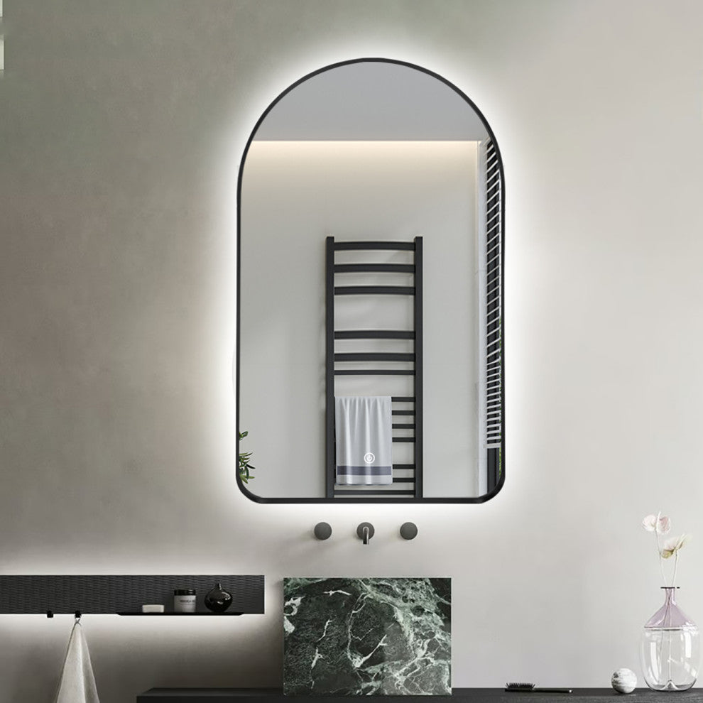 Rita 23.6 in. x 39.5 in. LED Metal Framed Bath Vanity Mirror, Black