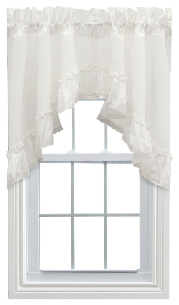 Madelyn 82" x 38" Ruffled Victorian Swag, Natural