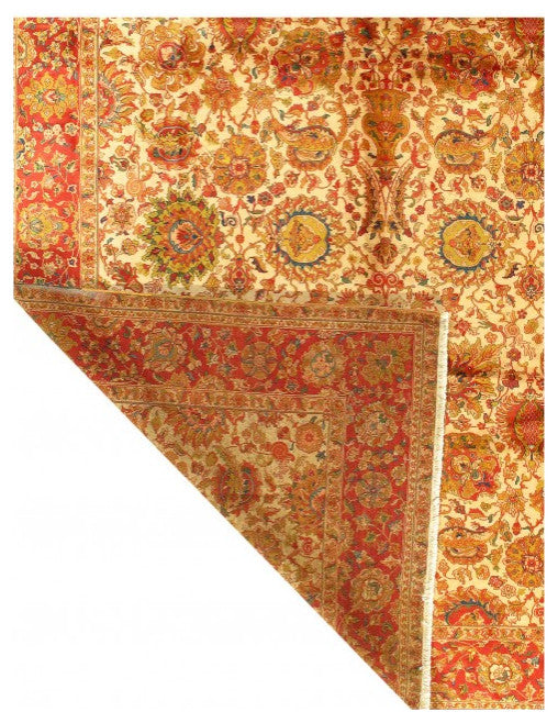 Beige Color Fine Hand Knotted Agra Rug 10'x13'1''