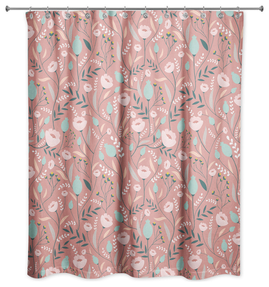 Winding Flowers 71x74 Shower Curtain