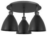 Ballston Dome-3 Light 19" Flush Mount-Matte Black, Matte Black Shade