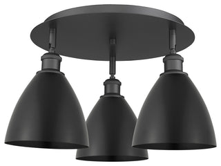 Ballston Dome-3 Light 19" Flush Mount-Matte Black, Matte Black Shade