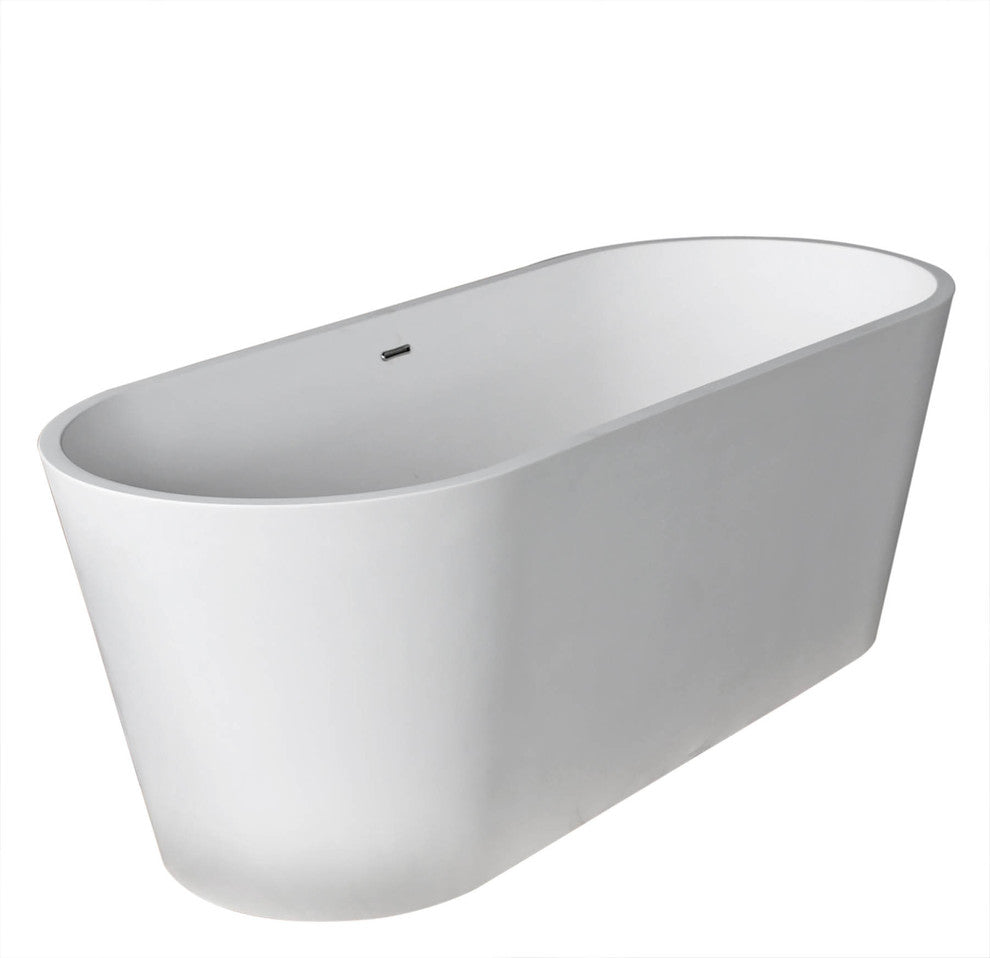 Calabria 28 x 67 Artificial Stone Freestanding Soaker Bathtub with Center Drain