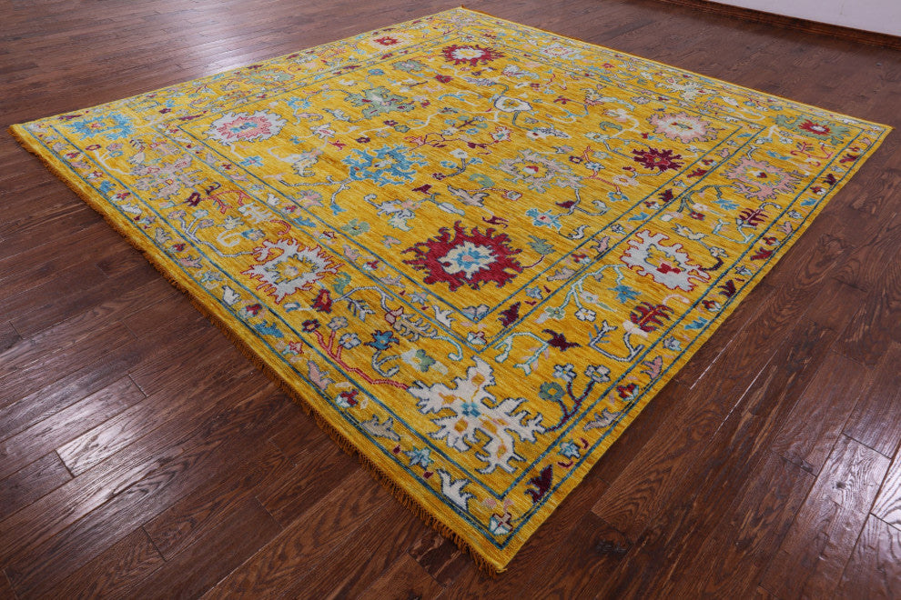 11' Square Turkish Oushak Hand Knotted Wool Rug - Q13353