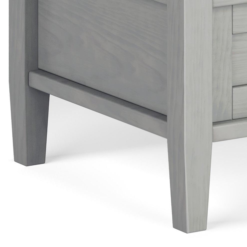 Warm Shaker Solid Wood 20" Rustic End Side Table, Fog Grey