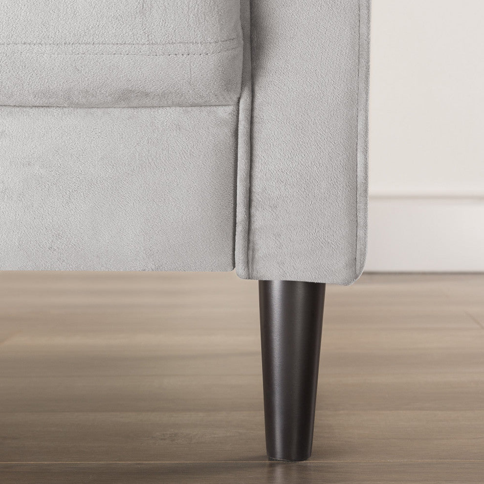 Comfortable Loveseat, Tapered Legs & Deep Tufted Seat With Track Arms, Gray