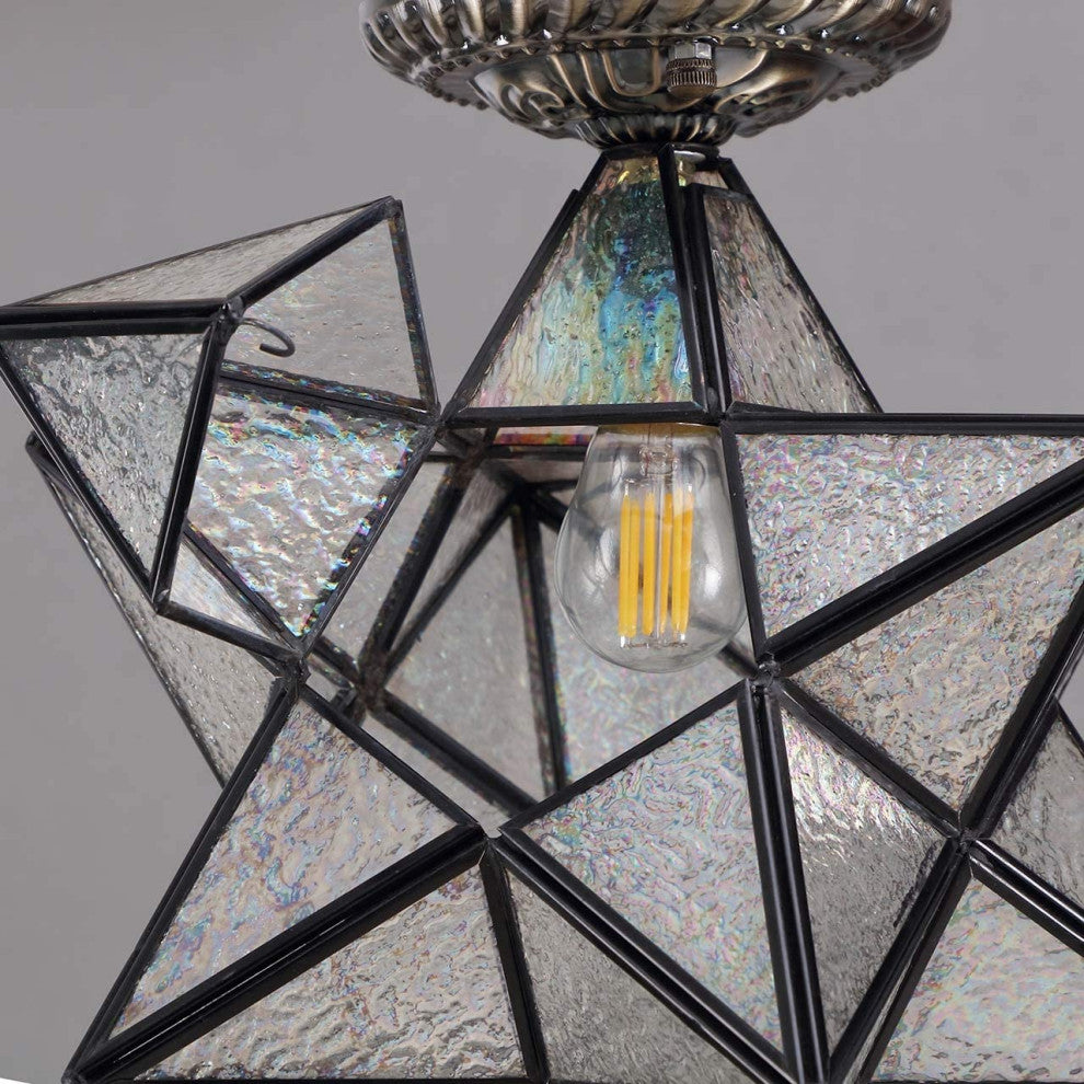 Moravian Star Ceiling Light Boho Semi Flush Mount Ceiling Fixture