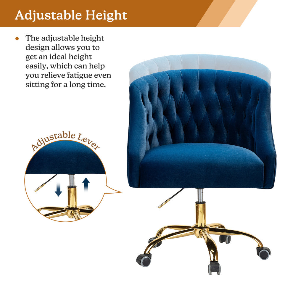 Home Office Swivel Chair with Button-Tufted Back, Navy