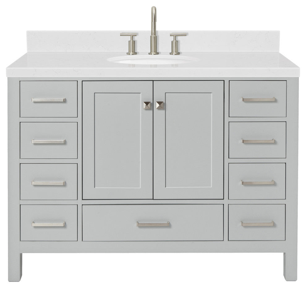 Ariel Cambridge 48" Single Oval Sink Vanity, Carrara Quartz