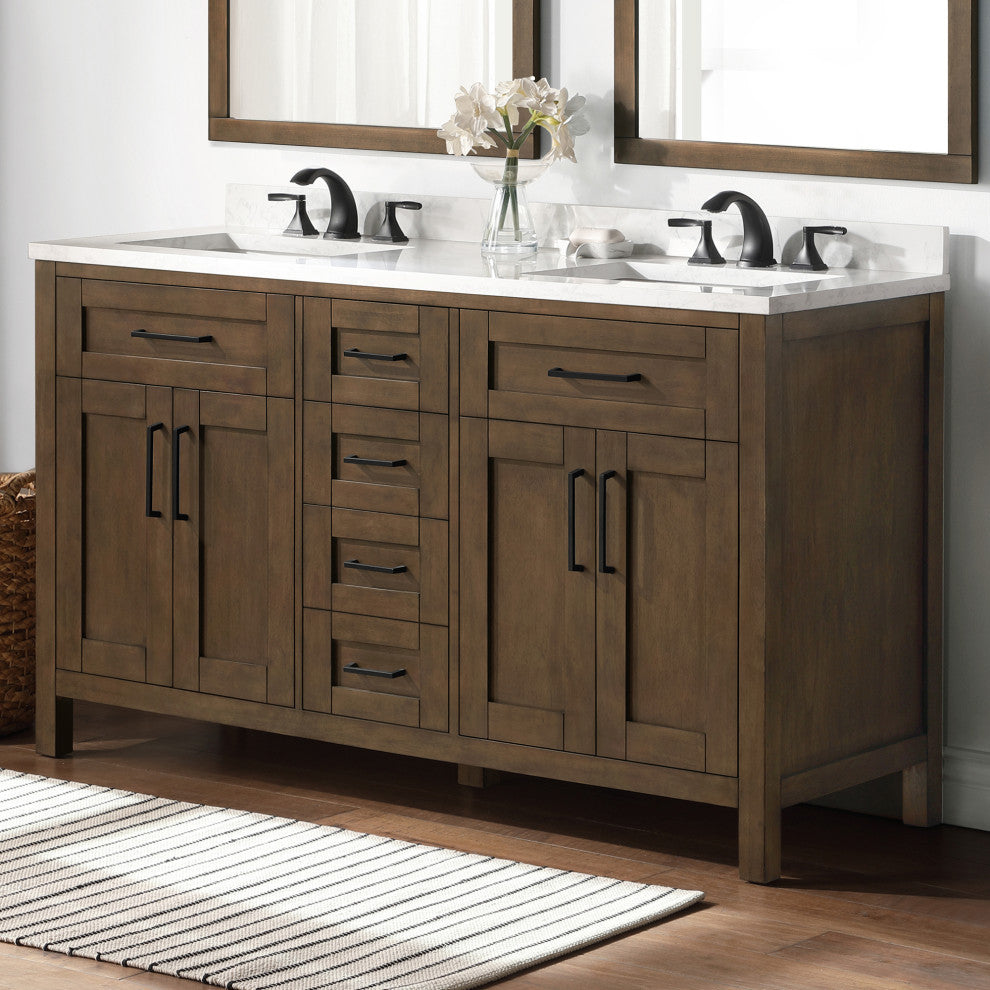 OVE Decors Tahoe Vanity With Mirror, Almond Latte, 60"