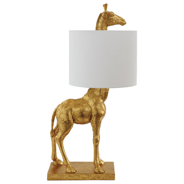 Giraffe Lamp With Linen Shade, Gold