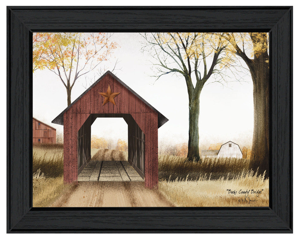 "Bucks County Bridge" By Billy Jacobs, Printed Wall Art, Black Frame
