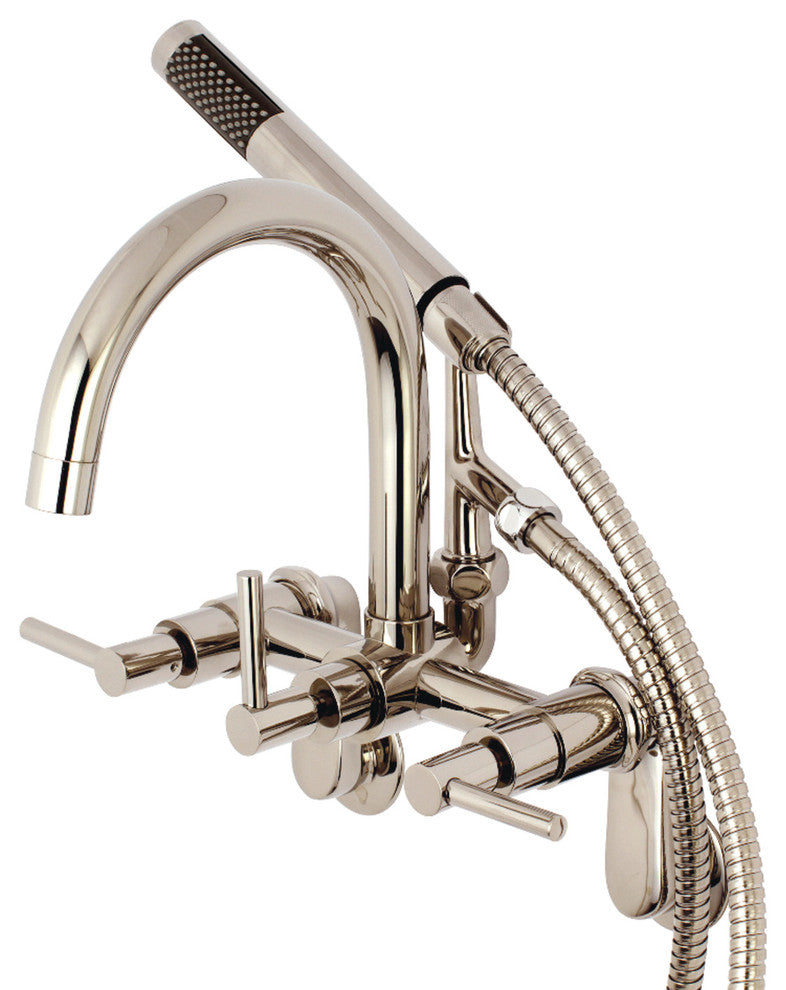 Aqua Vintage 7" Adjustable Wall Mount Tub Faucet, Polished Nickel