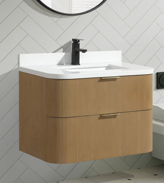 Ari Kitchen and Bath Chantal 30" Floating Bathroom Vanity Oak