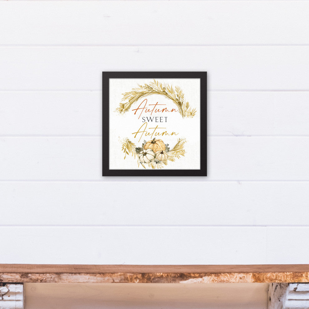 Autumn Hay Wreath 13.73 x 13.73 Black Framed Canvas