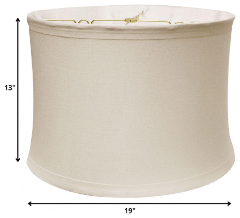19" Snow Drum Trimmed Linen Lampshade