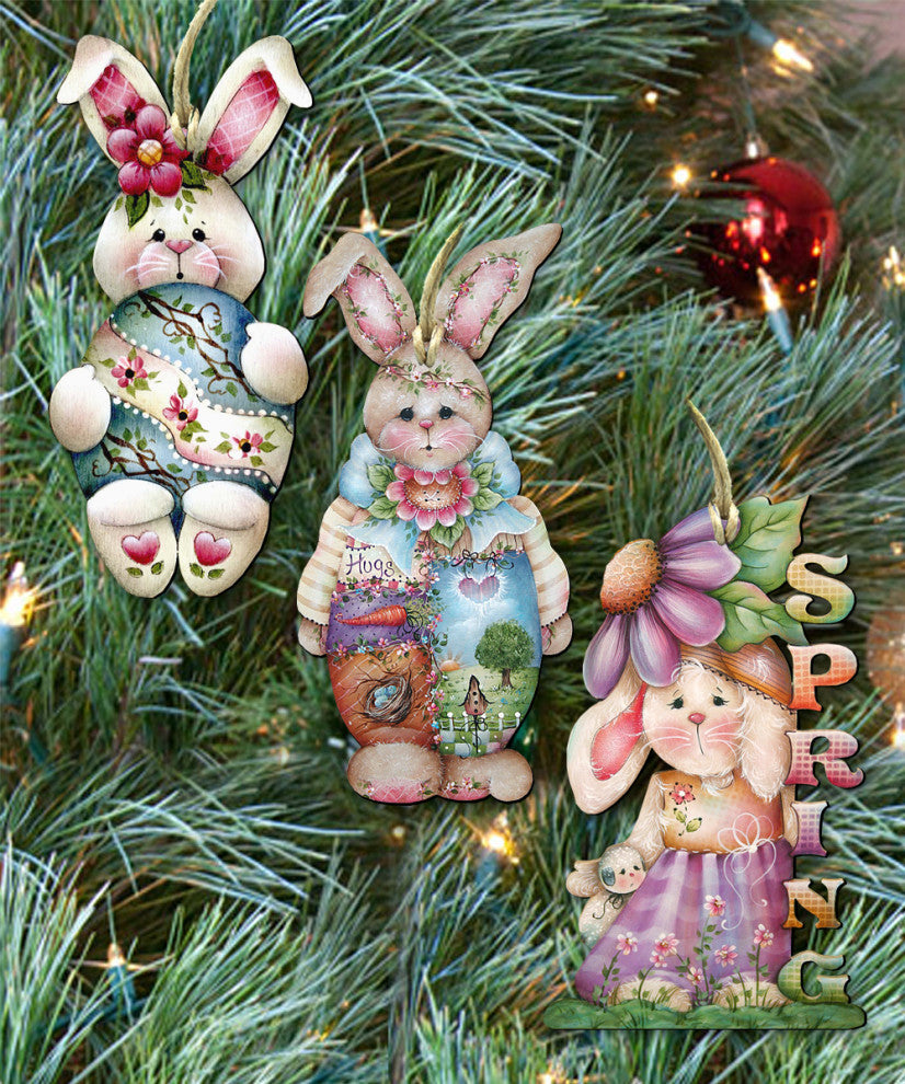Spring wooden Ornaments Set of 3