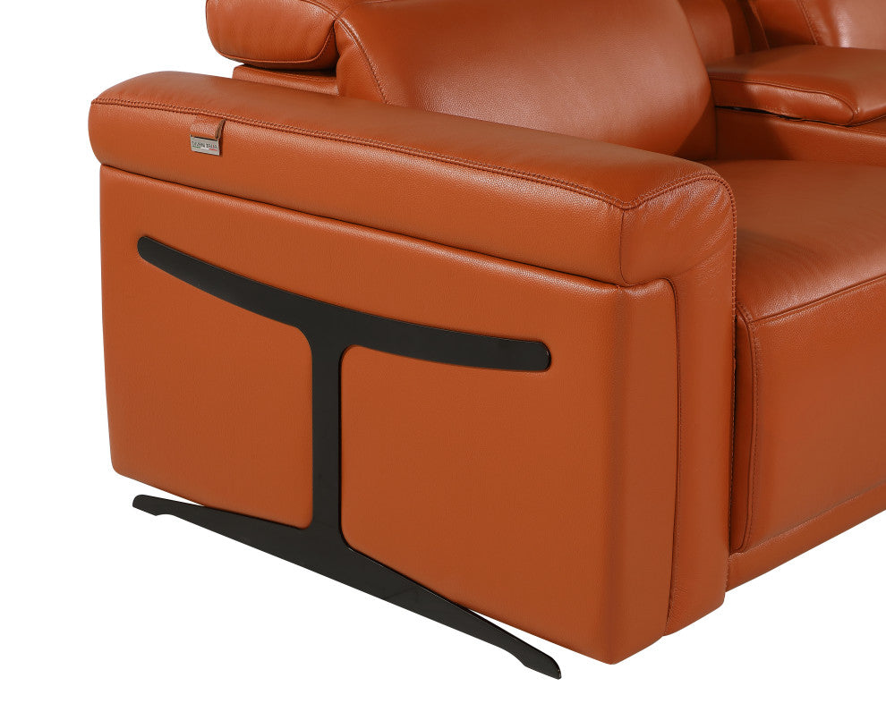 Giovanni 5-Piece 3-Power Reclining Italian Leather Sectional, Camel