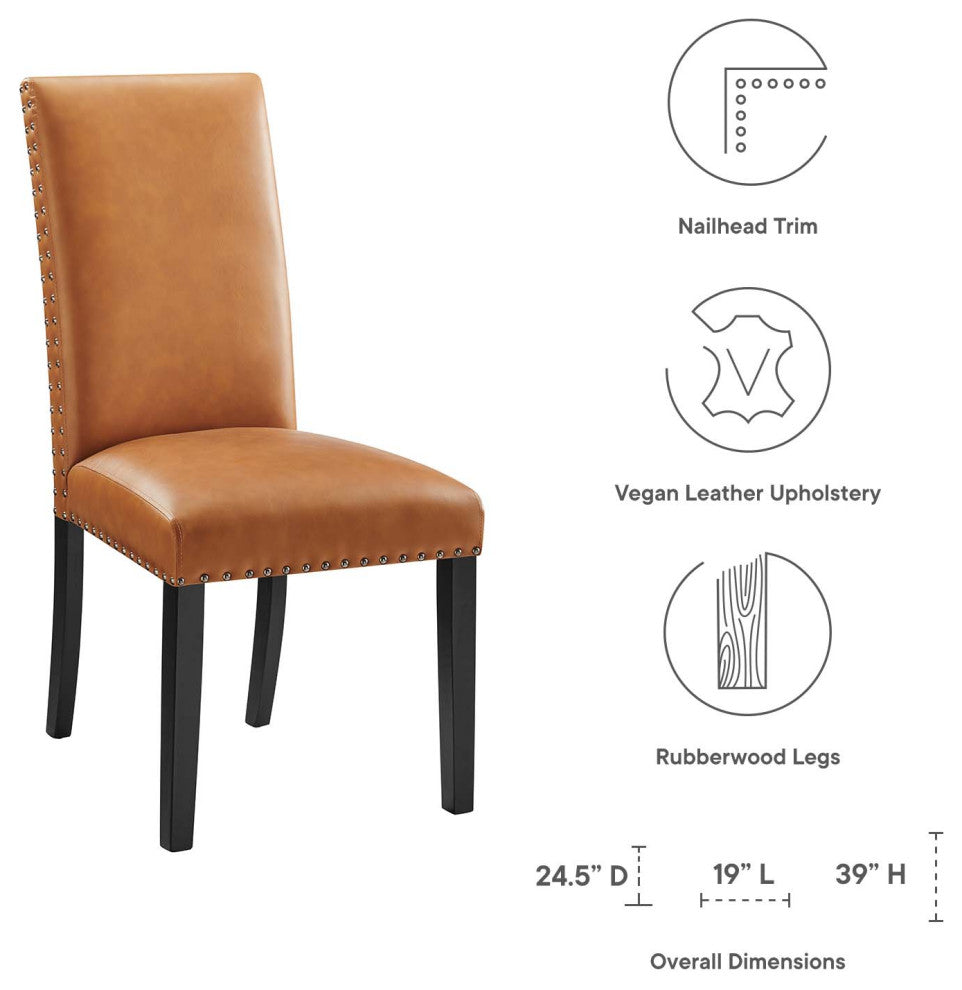 Parcel Dining Faux Leather Side Chair, Tan